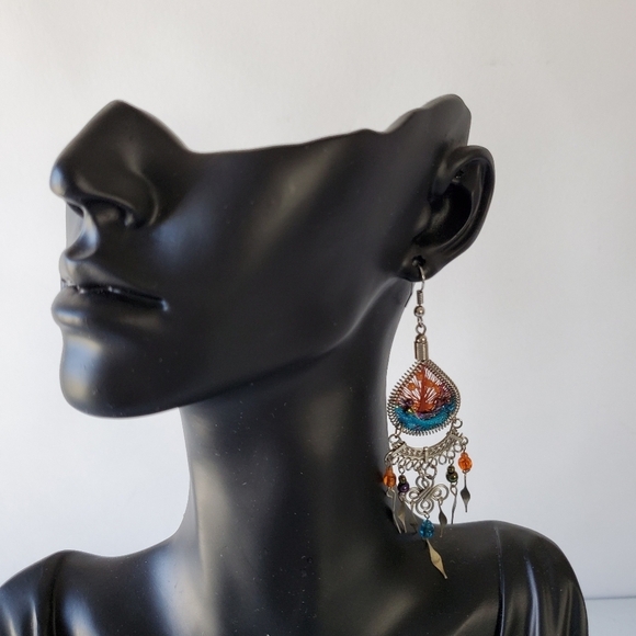 Two pairs of Handcrafted Metallic Thread Bead Dangle Earrings - Picture 12 of 14